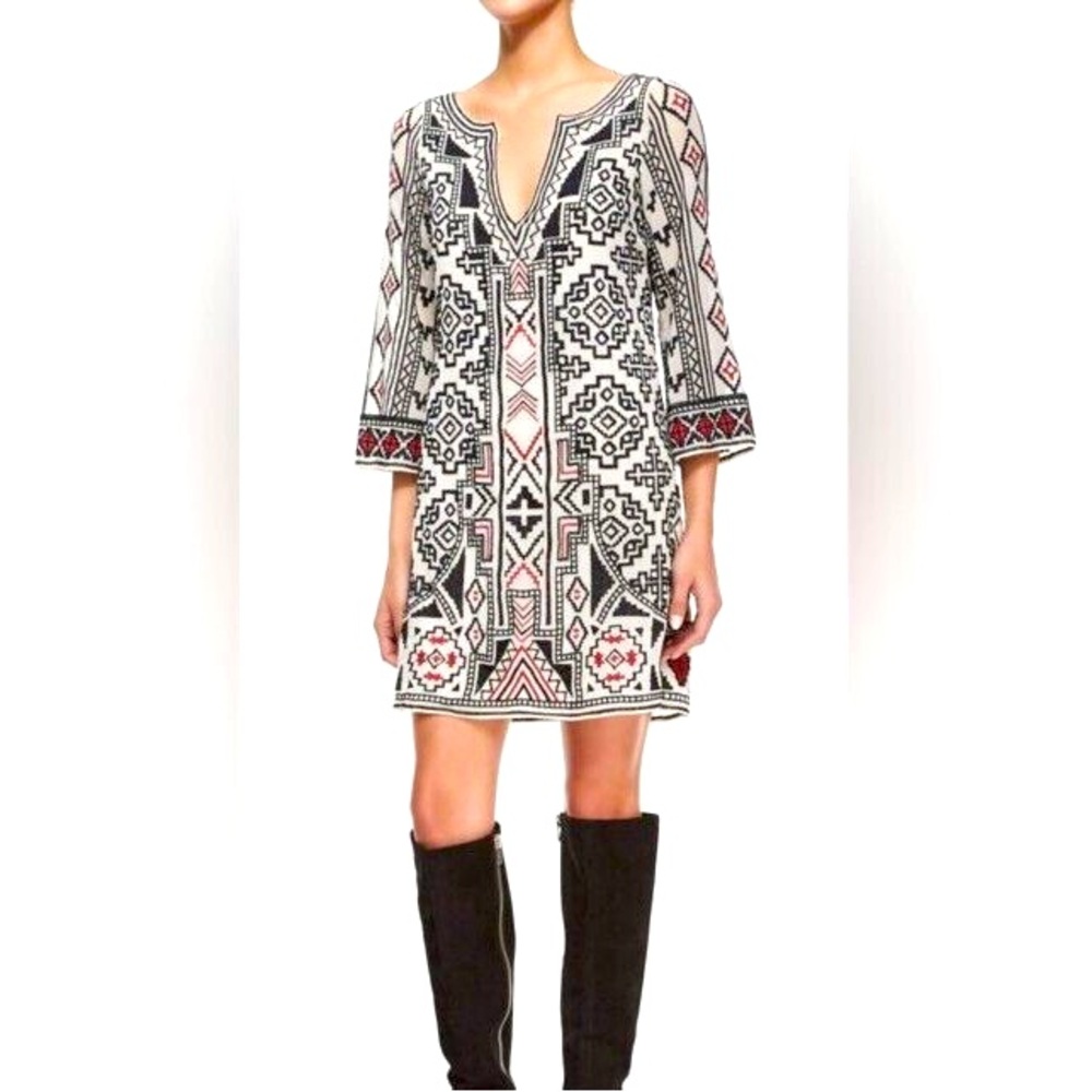 Alice + Olivia Paisley Print V-Neck Tunic Mini Dress – Size XS